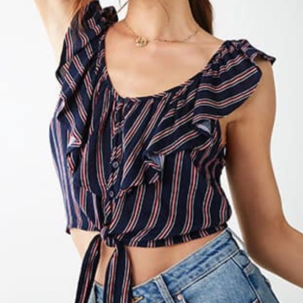 Red White Blue Flounce crop top